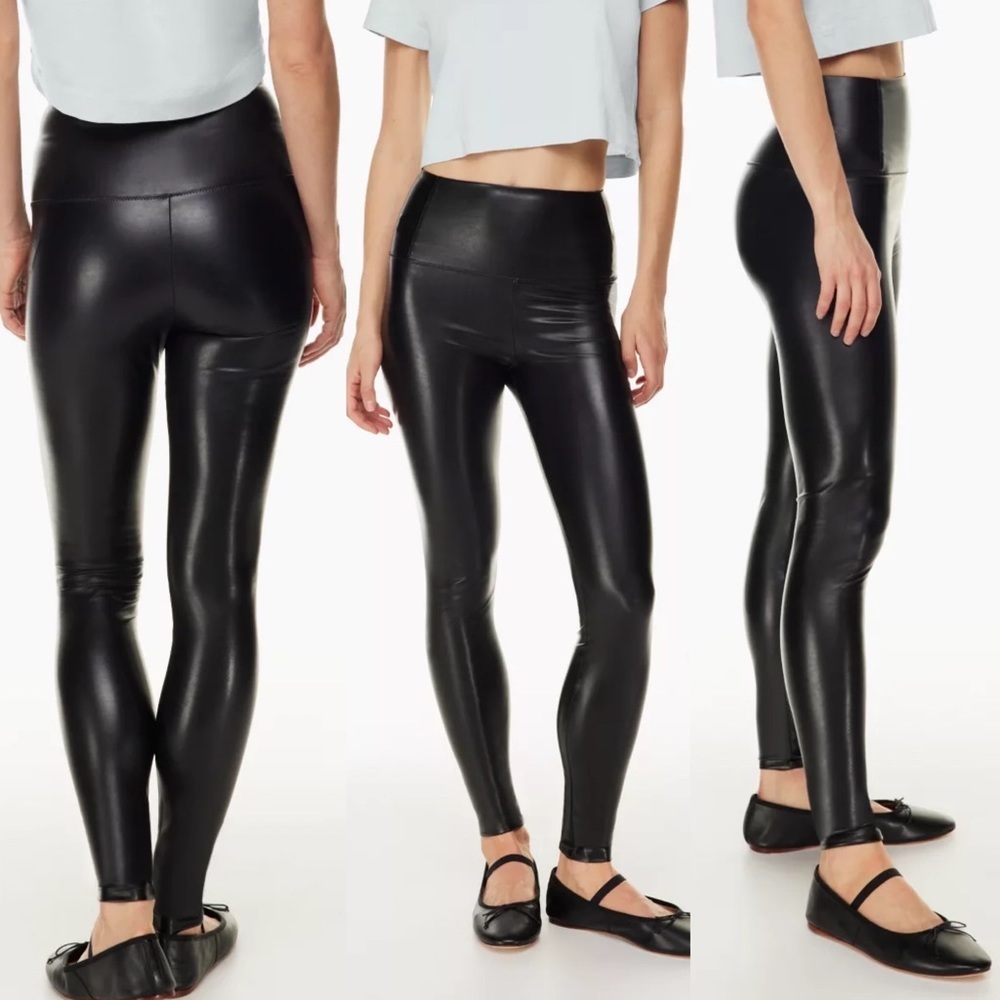 Aritzia Wilfred Free Daria Faux Leather High Rise Black Leggings Size Small Moto